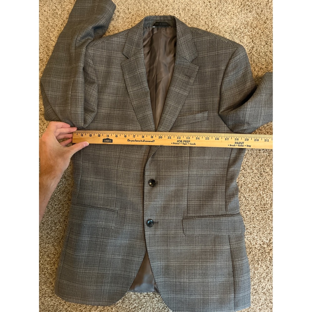Hugo Boss Lanificio Tessa Biella Men Sport Coat 38R Grey Plaid Two Button Blazer - Picture 6 of 8